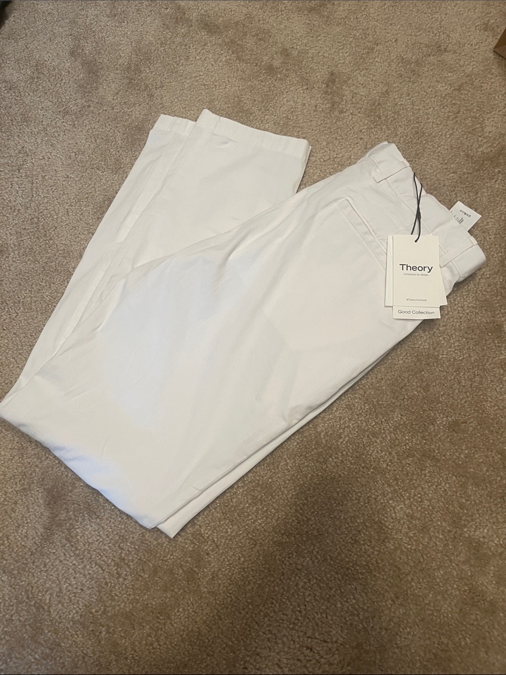 Theory Men's White Stretch Chinos